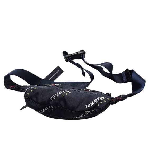 Tommy Hilfiger Unisex Fanny Pack Crossbody Polyester 3 Slots Zipper Navy - Picture 2 of 12